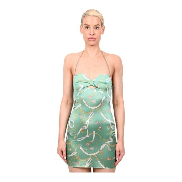 SER.OY.A Farah Silk Dress in Green Nautical NWT - Picture 9 of 9